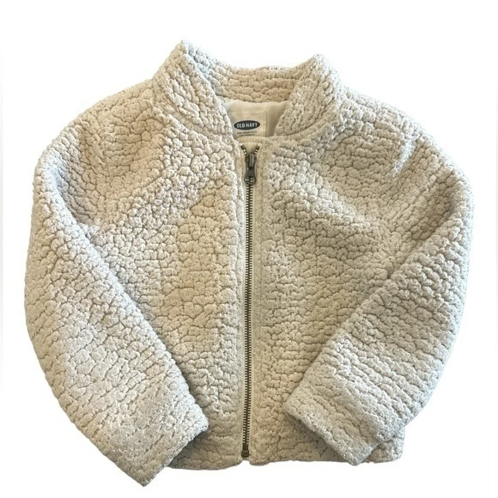 Old Navy Kids Cream Shearling Bomber Jacket Size 4T